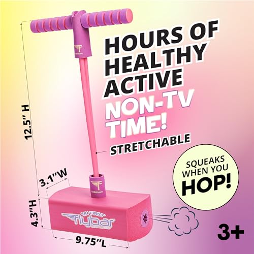 Flybar My First Foam Pogo Jumper – Safe Pink Pogo Stick for Toddlers Ages 3+ with Squeaker, Supports 250lbs