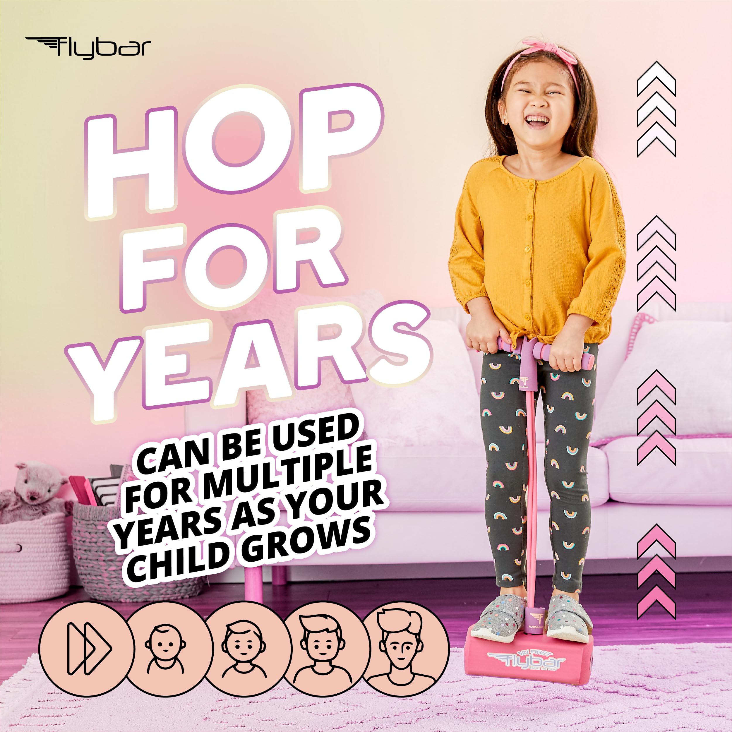 Flybar My First Foam Pogo Jumper – Safe Pink Pogo Stick for Toddlers Ages 3+ with Squeaker, Supports 250lbs