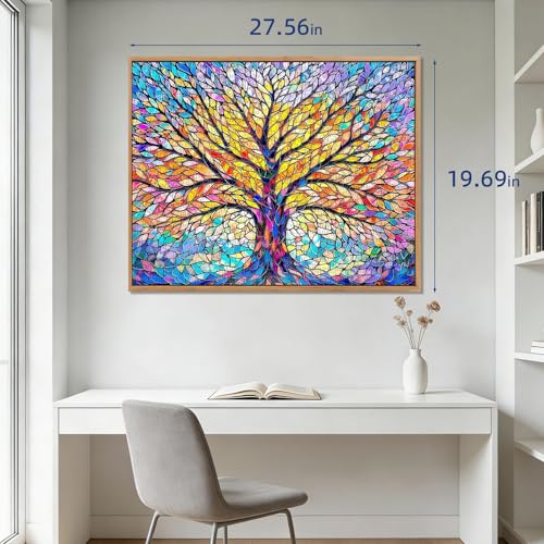 Flyhour Tree of Life Mosaic 1000-Piece Jigsaw Puzzle for Adults – Challenging, with Letters on Back