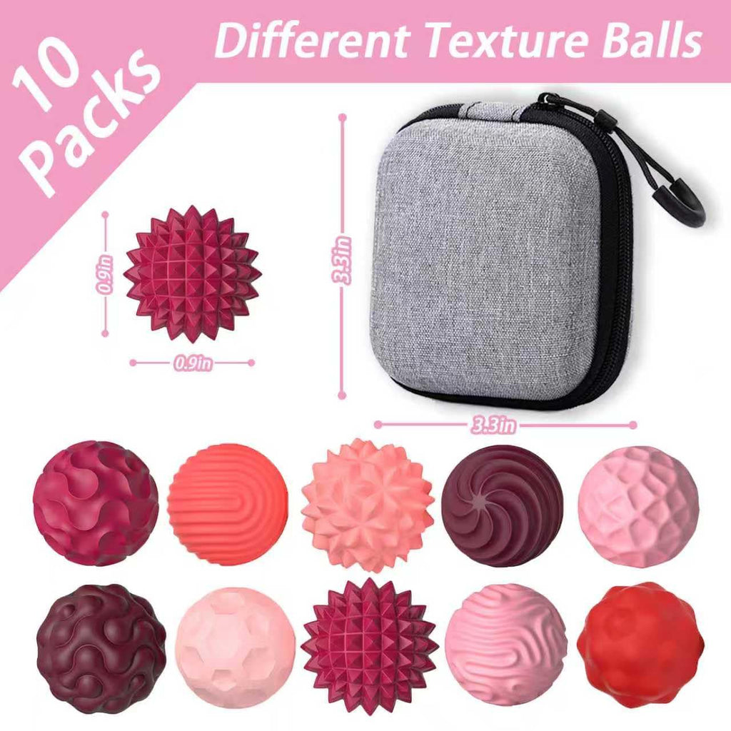 FNASKLEI 10 Textured Silicone Magnetic Fidget Balls for Adults - Silent Anxiety Relief Desk Toy