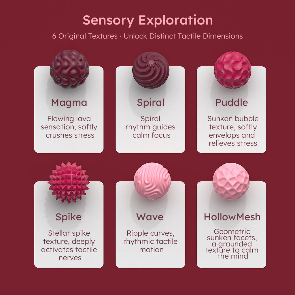 FNASKLEI 10 Textured Silicone Magnetic Fidget Balls for Adults - Silent Anxiety Relief Desk Toy