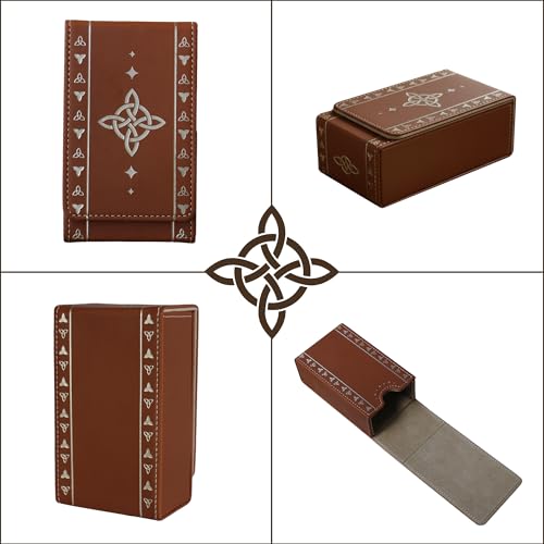 FNYDOX Tarot Card Case – Witch's Knot Faux Leather Storage Box & Pouch for Standard Tarot Decks