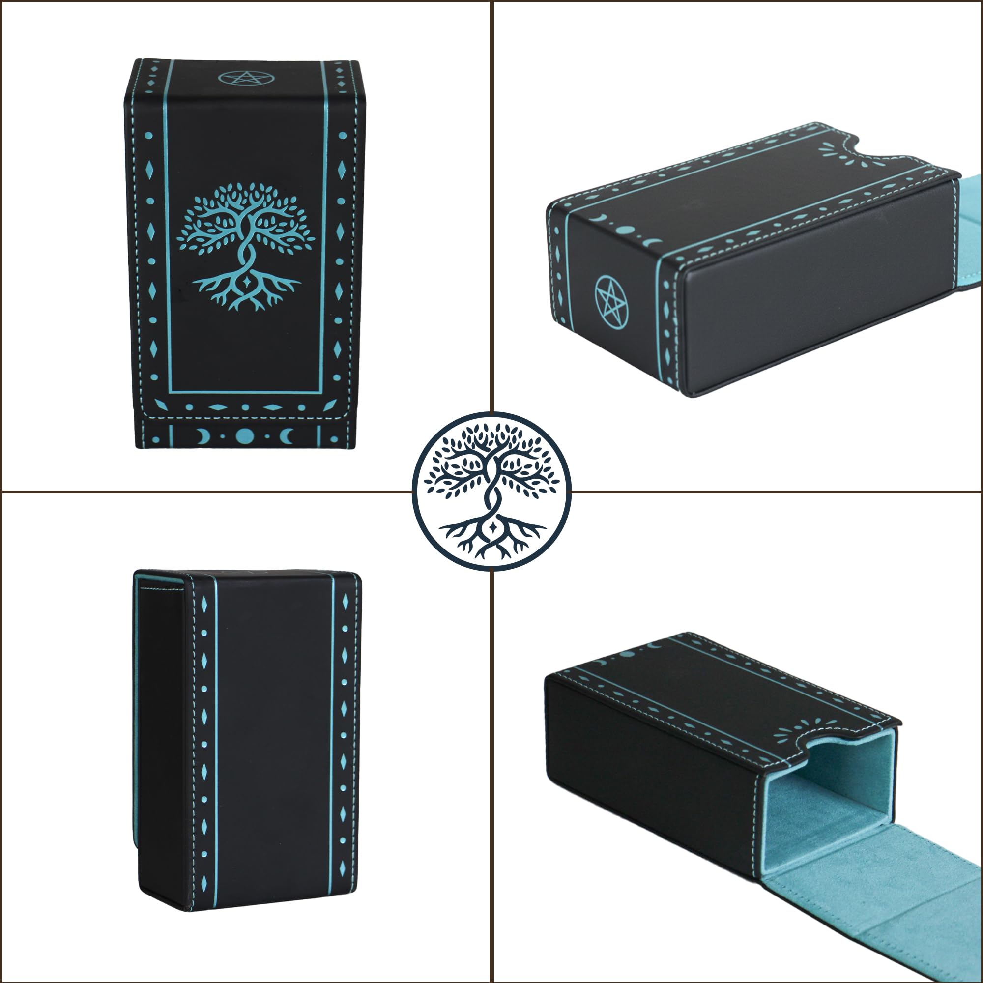 FNYDOX Tree of Life Tarot Card Case – Faux Leather Protective Storage Box or Pouch