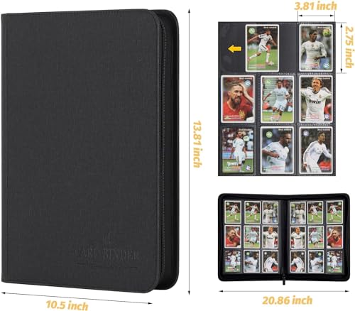 Foalgo 9-Pocket Card Binder – 540-Card Capacity, PU Leather Zip Album for MTG, TCG & Sports Cards (Black)