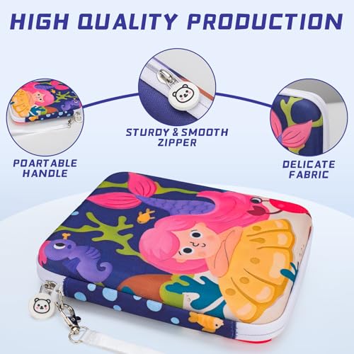 Fonwill 80-Pocket Card Case for Yoto Cards – Portable Zipper Binder with Transparent Windows (Mermaids Design)