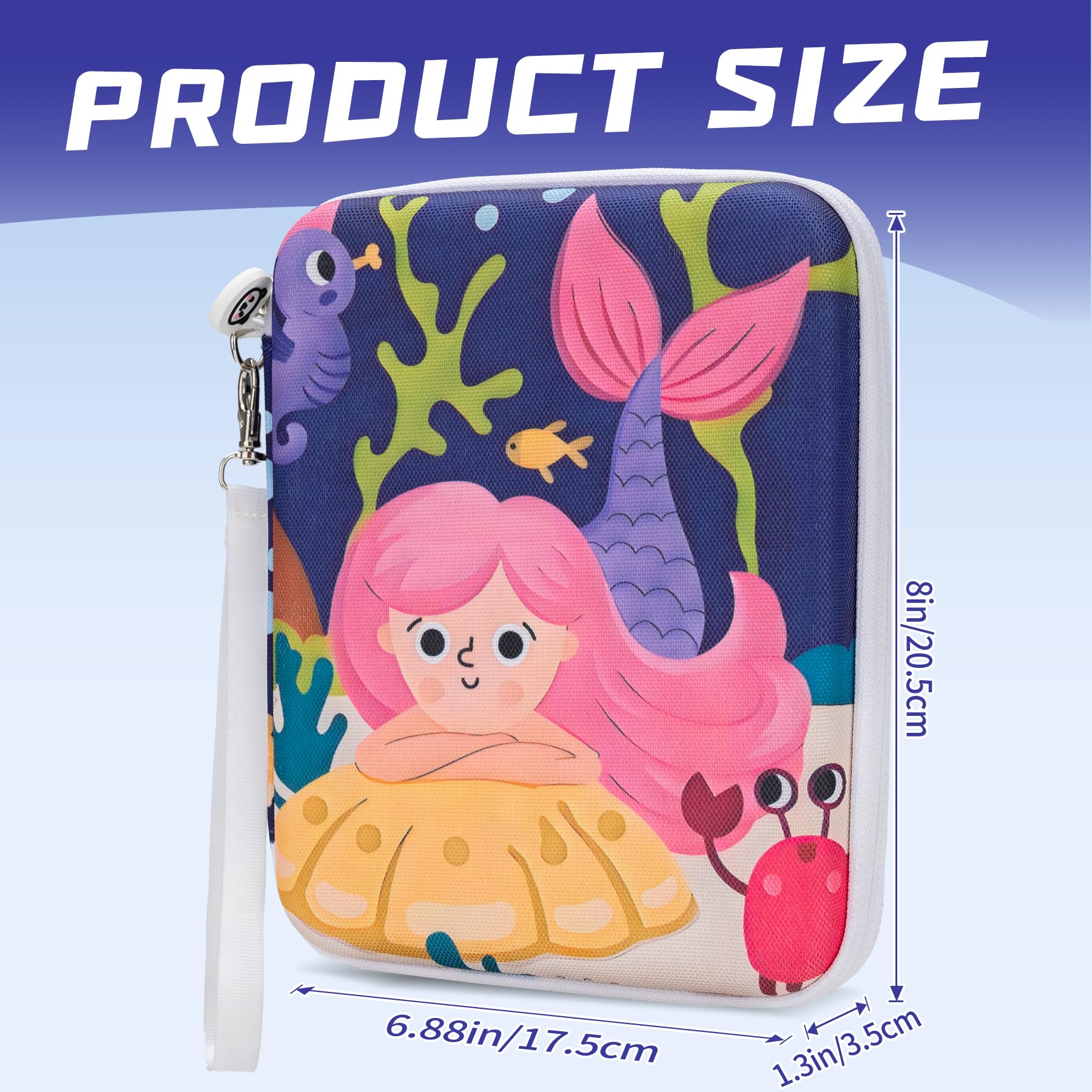 Fonwill 80-Pocket Card Case for Yoto Cards – Portable Zipper Binder with Transparent Windows (Mermaids Design)