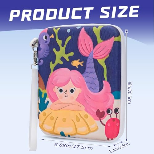 Fonwill 80-Pocket Card Case for Yoto Cards – Portable Zipper Binder with Transparent Windows (Mermaids Design)