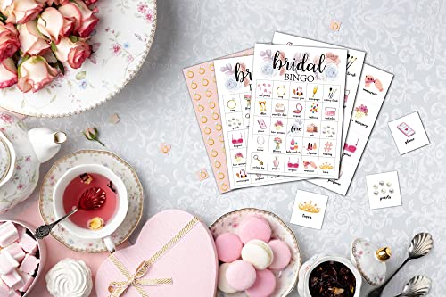Foosproea Bridal Bingo Cards – 24 Unique Cards & Chips for Wedding Shower Games