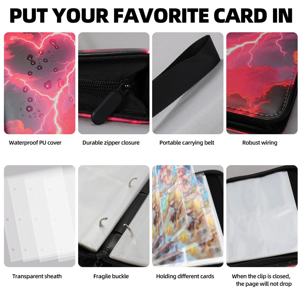 FootJKYX 4-Pocket Trading Card Binder – Holds 400 Cards, PU Cover, Yellow & White