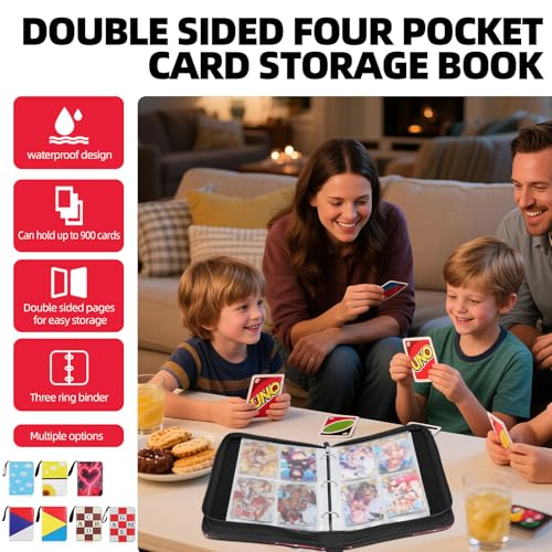 FootJKYX 4-Pocket Trading Card Binder – Holds 400 Cards, PU Cover, Yellow & White