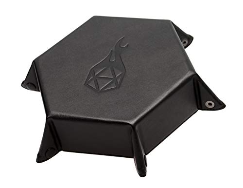 Forged Dice Co. Folding Dice Tray – 6.5-Inch Hexagon, Black Dragon Hide, Velvet Interior, Strong Snaps