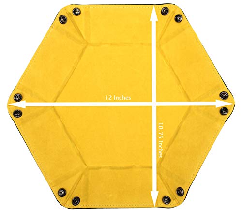 Forged Dice Co. Folding Dice Tray – 6.5-Inch Hexagon, Black Dragon Hide, Velvet Interior, Strong Snaps