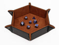 Forged Dice Co. Folding Dice Tray – 6.5-Inch Hexagonal Rolling Tray with Black Dragon Hide and Velvet Interior