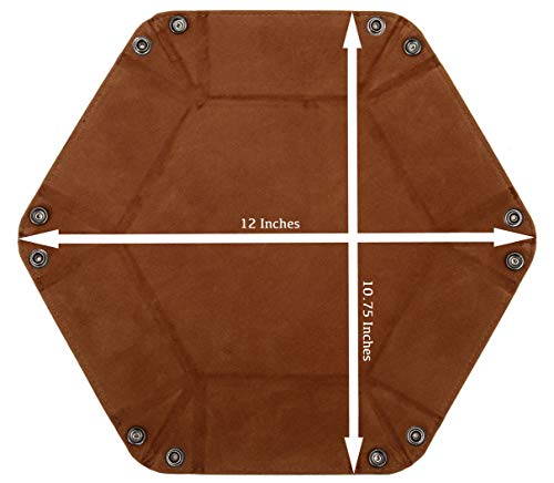 Forged Dice Co. Folding Dice Tray – 6.5-Inch Hexagonal Rolling Tray with Black Dragon Hide and Velvet Interior