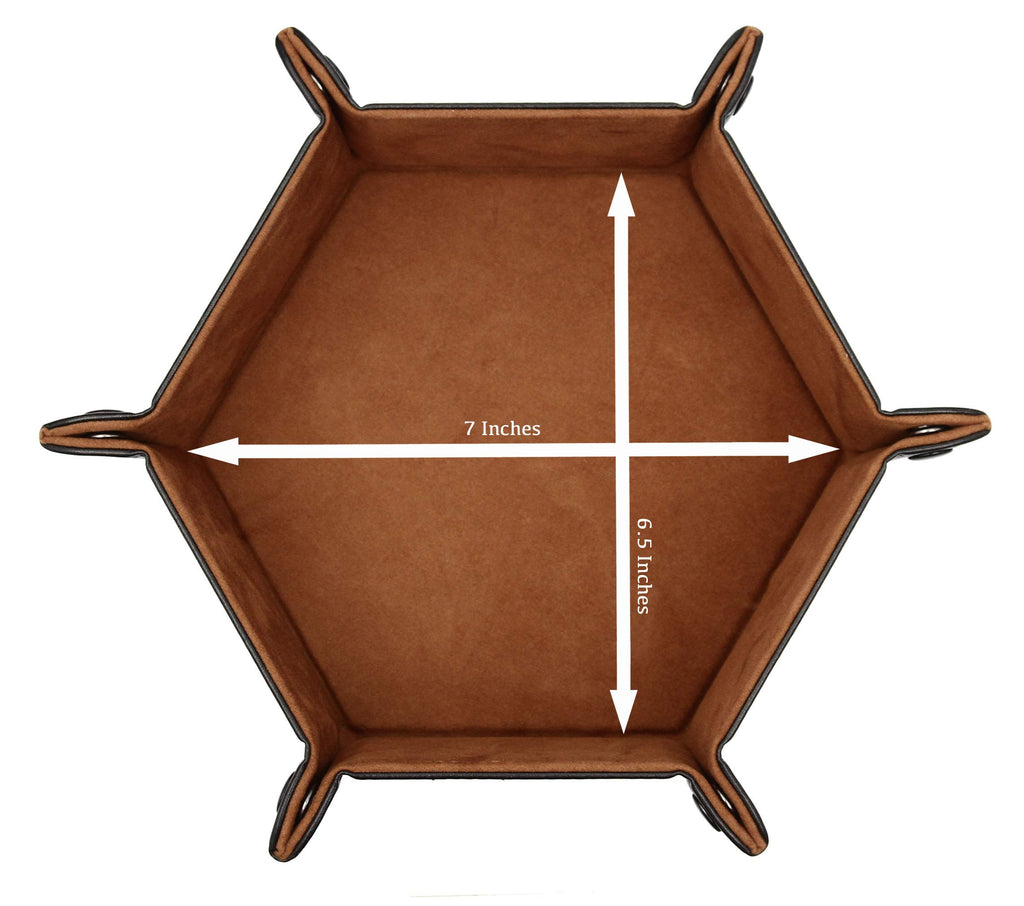 Forged Dice Co. Folding Dice Tray – 6.5-Inch Hexagonal Rolling Tray with Black Dragon Hide and Velvet Interior