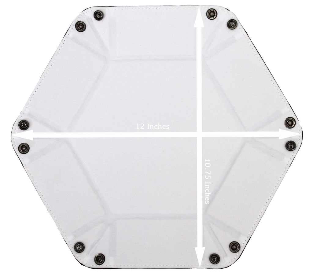 Forged Dice Co. Folding Dice Tray – Hexagonal 6.5-Inch Rolling Surface with Velvet Interior and Faux Leather Exterior