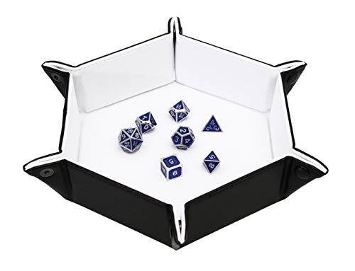 Forged Dice Co. Folding Dice Tray – Hexagonal 6.5-Inch Rolling Surface with Velvet Interior and Faux Leather Exterior