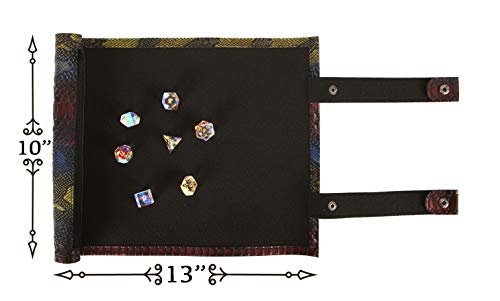 Forged Dice Co Scroll Dice Tray and Rolling Mat with Zippered Dice Holder - Holds up to 14 Polyhedral Dice - Compatible with D&D and Other RPGs