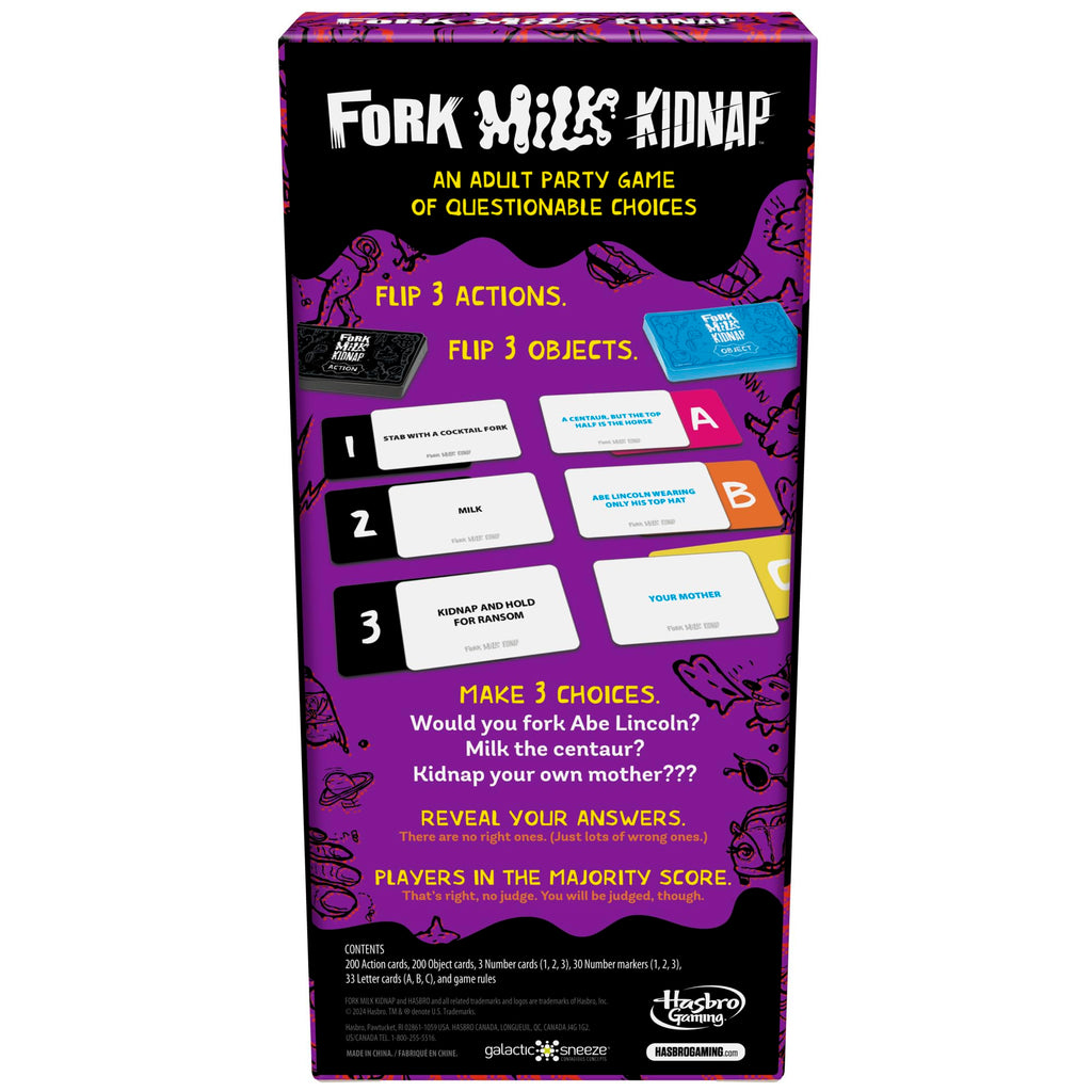Fork Milk Kidnap: An Adults-Only Party Game of Questionable Choices for 3-10 Players