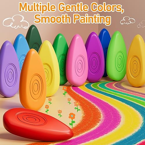 Four Candies Non-Toxic Washable Crayons 24 Colors – Easy-Grip Water-Drop Shape for Toddlers, Unbreakable