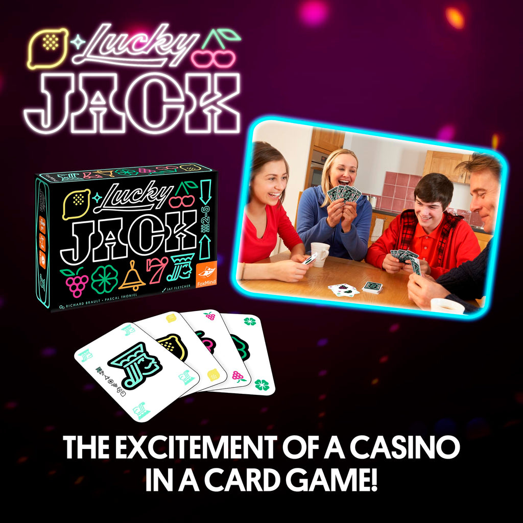 Foxmind Lucky Jack Strategy Card Game – Fast 20-Minute Casino Card Game for 2-6 Players Ages 8+