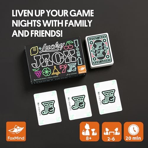 Foxmind Lucky Jack Strategy Card Game – Fast 20-Minute Casino Card Game for 2-6 Players Ages 8+