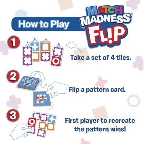 FoxMind Match Madness Flip: Travel-Sized Pattern Matching Puzzle Game with Waterproof Tiles and Cards