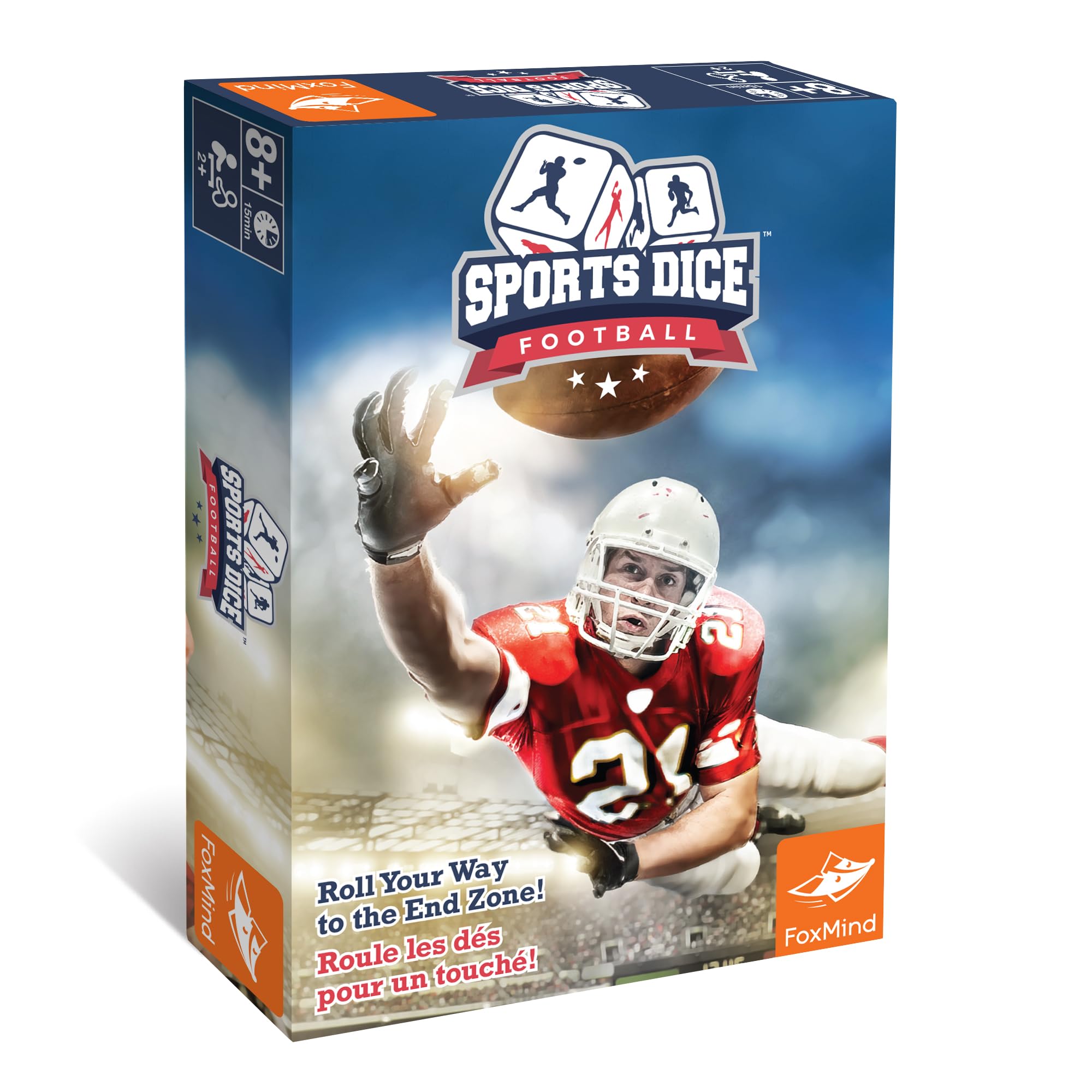 FoxMind Sports Dice Football - Fast-Paced Dice Game for 2 or 4 Players, Ages 7+