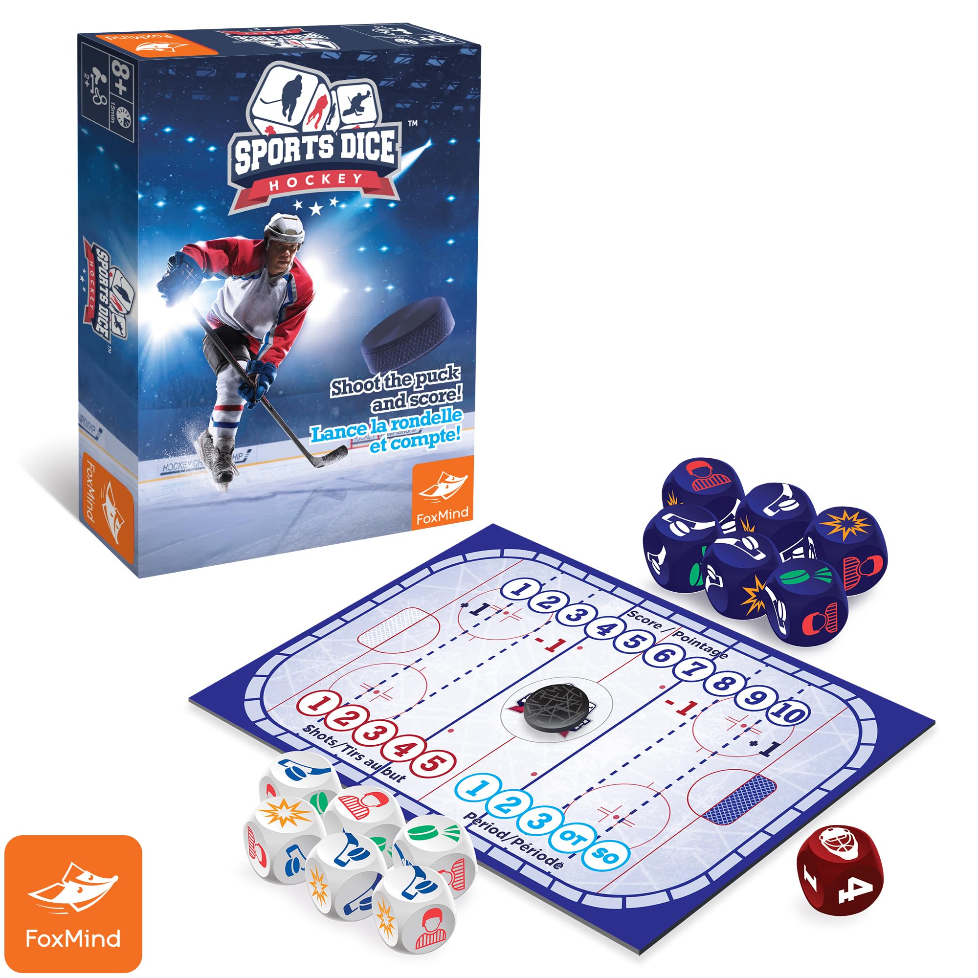 FoxMind Sports Dice Hockey Board Game – Fast-Paced Dice Duel for 2–4 Players