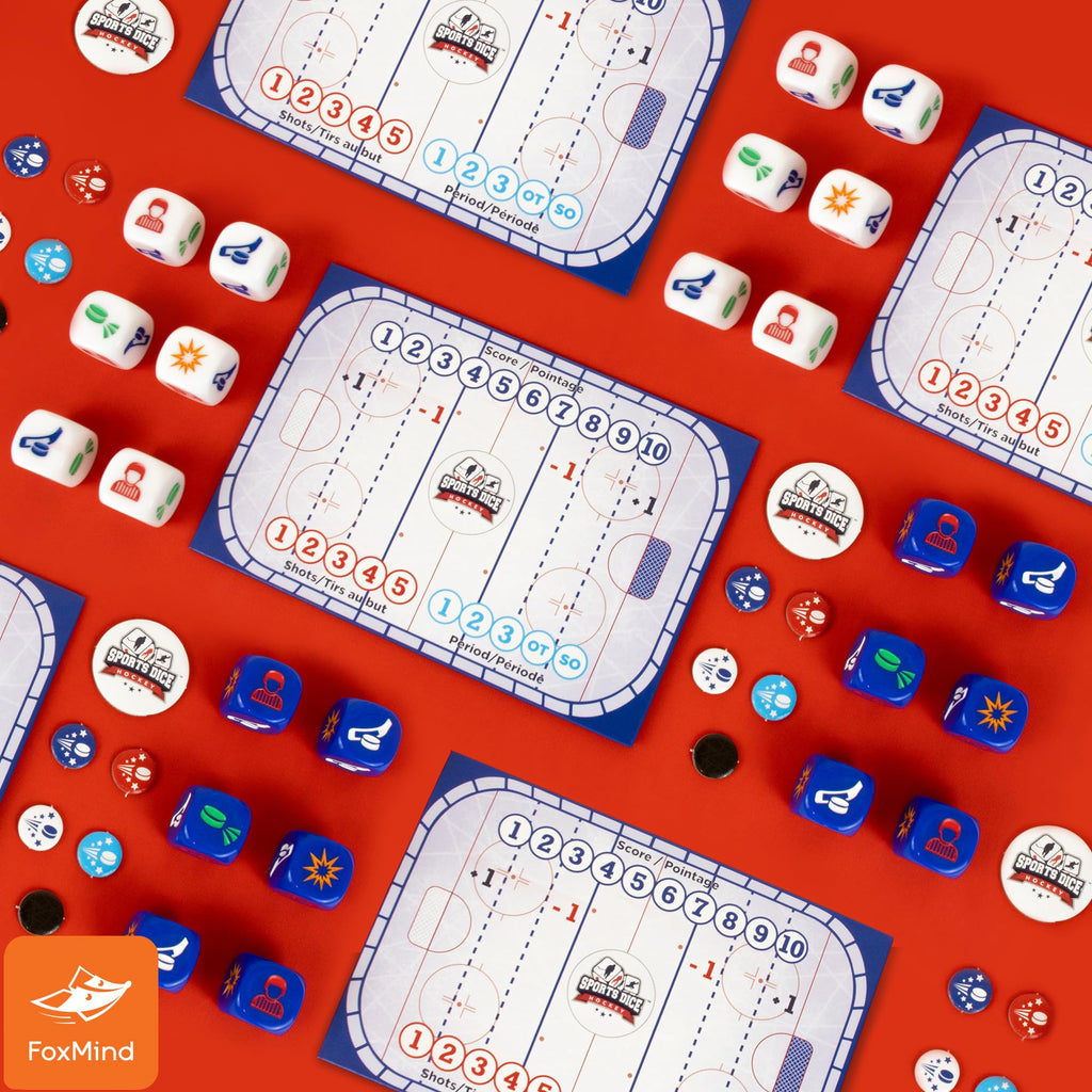 FoxMind Sports Dice Hockey Board Game – Fast-Paced Dice Duel for 2–4 Players