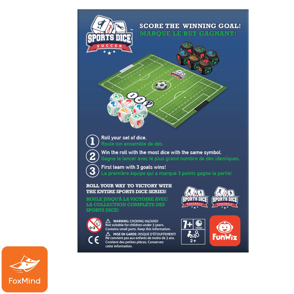 FoxMind Sports Dice Soccer – Fast-Paced Dice Board Game for 2-4 Players Ages 7+