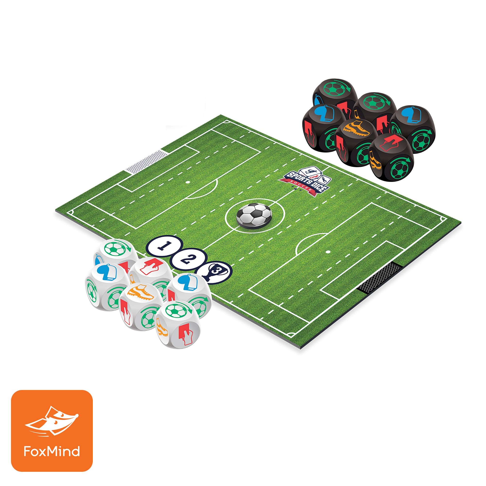FoxMind Sports Dice Soccer – Fast-Paced Dice Board Game for 2-4 Players Ages 7+