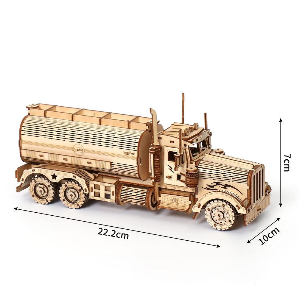 Foyucool 3D Wooden Puzzle – Small Tanker Truck Model Kit, 307 Pieces for Adults