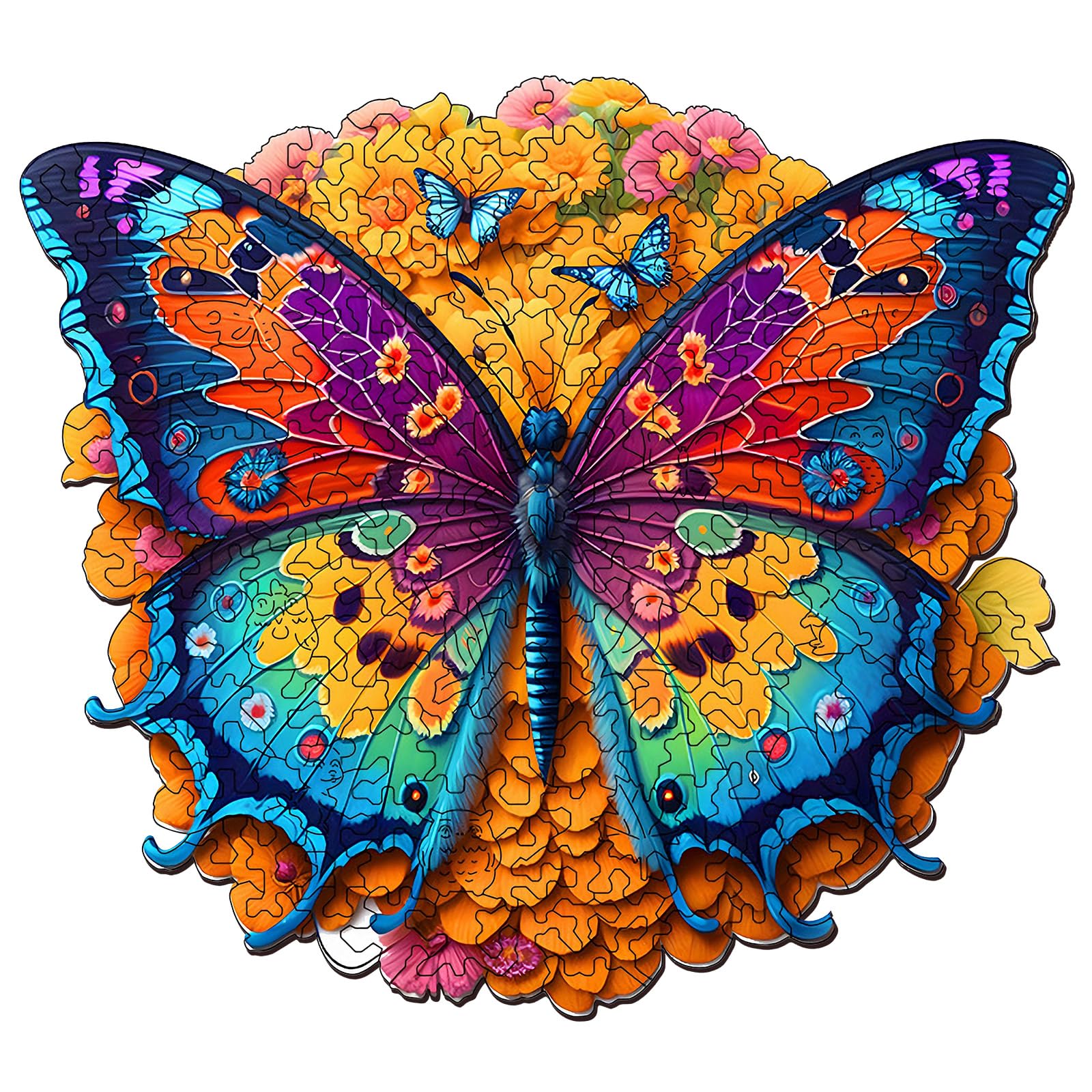 Foyucool Butterfly Wooden Jigsaw Puzzle – Irregular Animal Shapes, 11.8 x 9.1 Inches, Laser-Cut Basswood