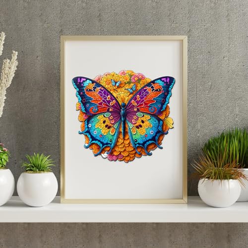 Foyucool Butterfly Wooden Jigsaw Puzzle – Irregular Animal Shapes, 11.8 x 9.1 Inches, Laser-Cut Basswood