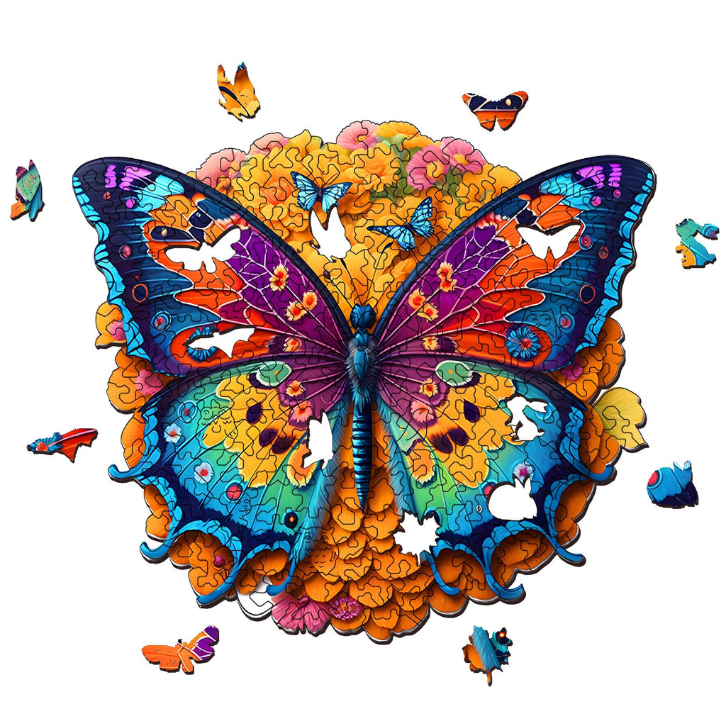 Foyucool Butterfly Wooden Jigsaw Puzzle – Irregular Animal Shapes, 11.8 x 9.1 Inches, Laser-Cut Basswood