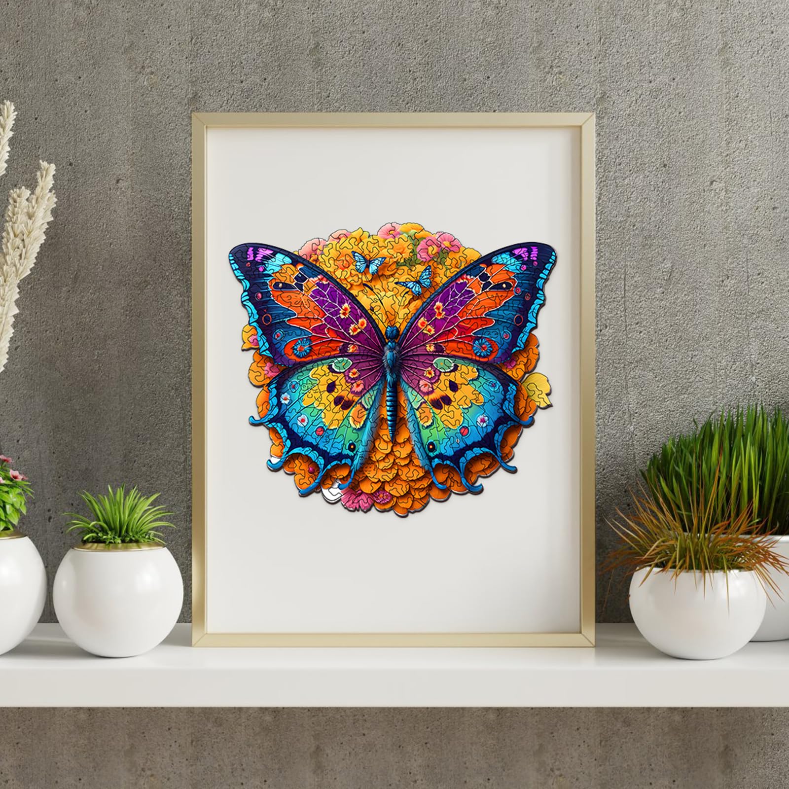Foyucool Butterfly Wooden Jigsaw Puzzle – Irregular Animal Shapes, 11.8 x 9.1 Inches, Laser-Cut Basswood