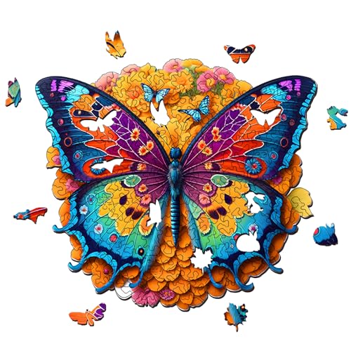 Foyucool Butterfly Wooden Jigsaw Puzzle – Irregular Animal Shapes, 11.8 x 9.1 Inches, Laser-Cut Basswood