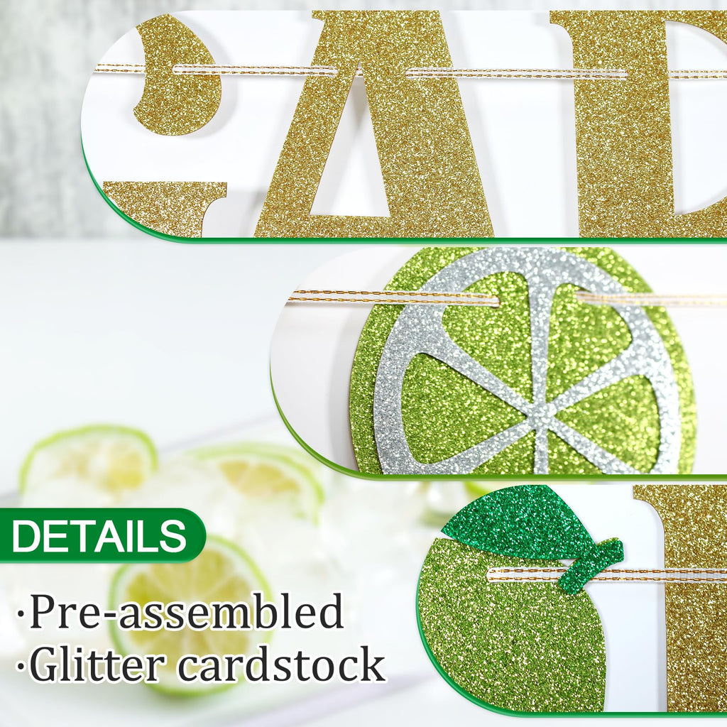 FOZEE Margarita & Taco Bar Banner - Gold Glitter Mexican Party Decorations, 3.9 ft Pre-Strung Cardstock Banner