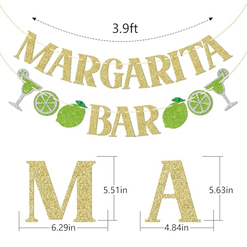 FOZEE Margarita & Taco Bar Banner - Gold Glitter Mexican Party Decorations, 3.9 ft Pre-Strung Cardstock Banner