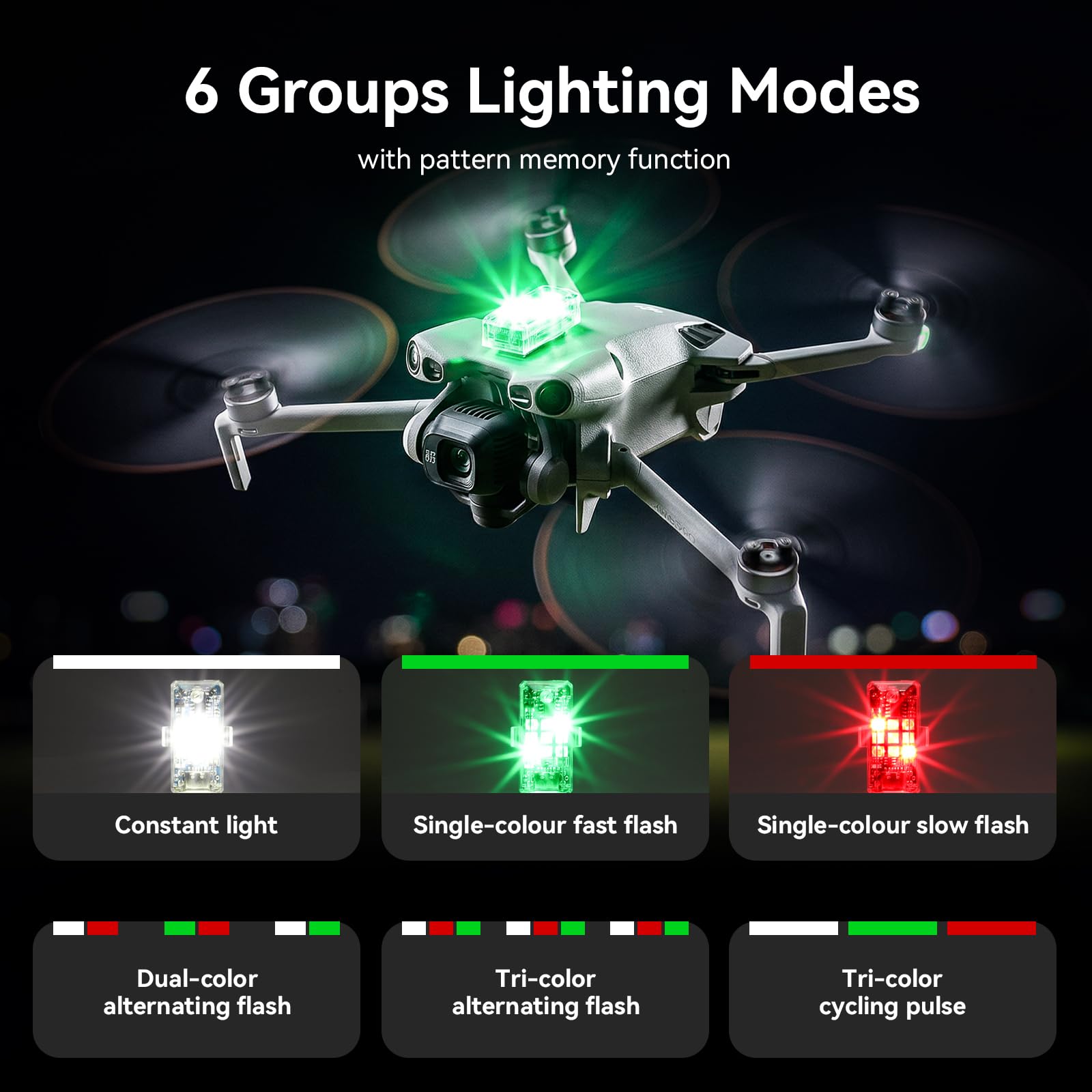 FPVtosky Drone Strobe Light: FAA Compliant Night Flying LED Light with 10 Modes, Compatible with DJI and More