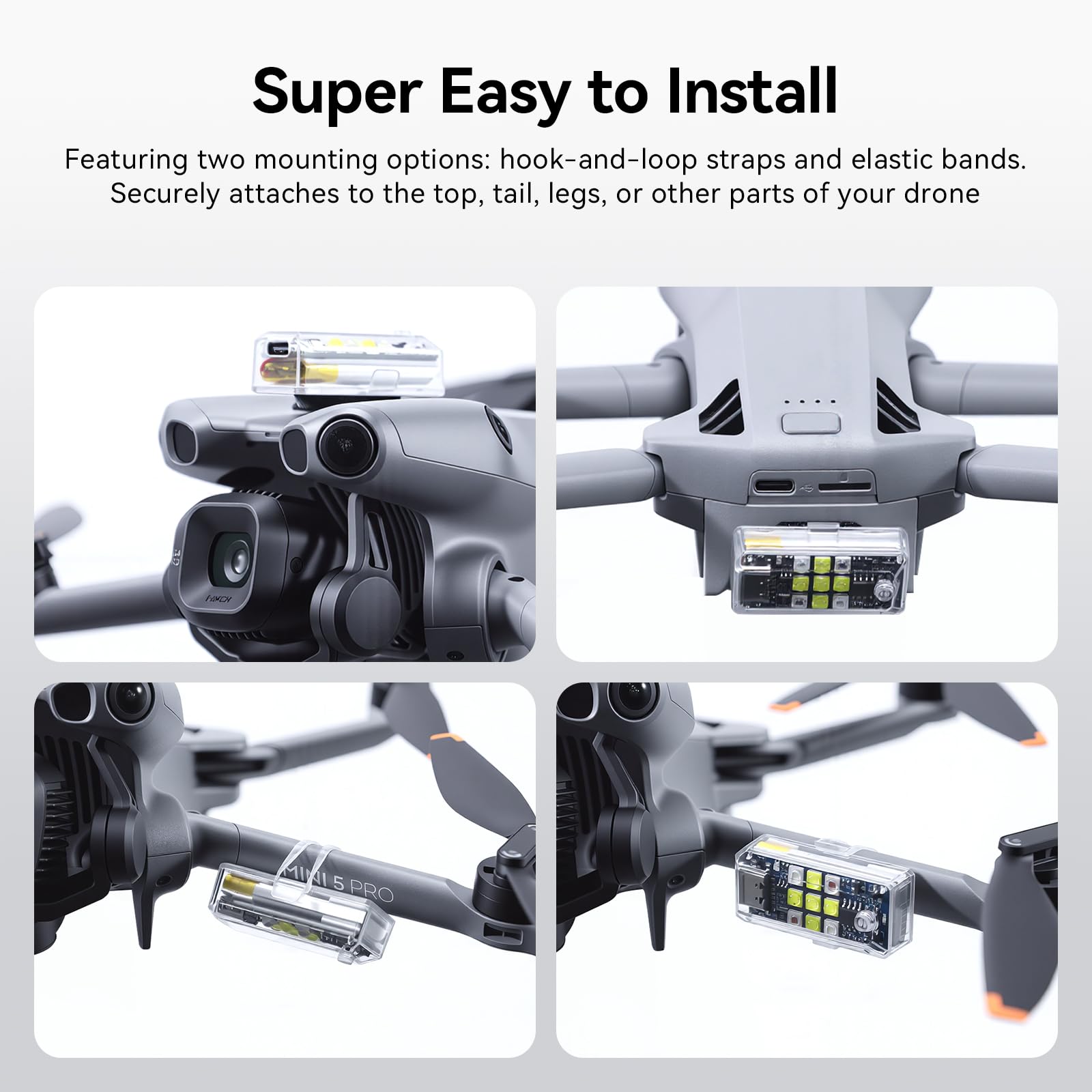 FPVtosky Drone Strobe Light: FAA Compliant Night Flying LED Light with 10 Modes, Compatible with DJI and More