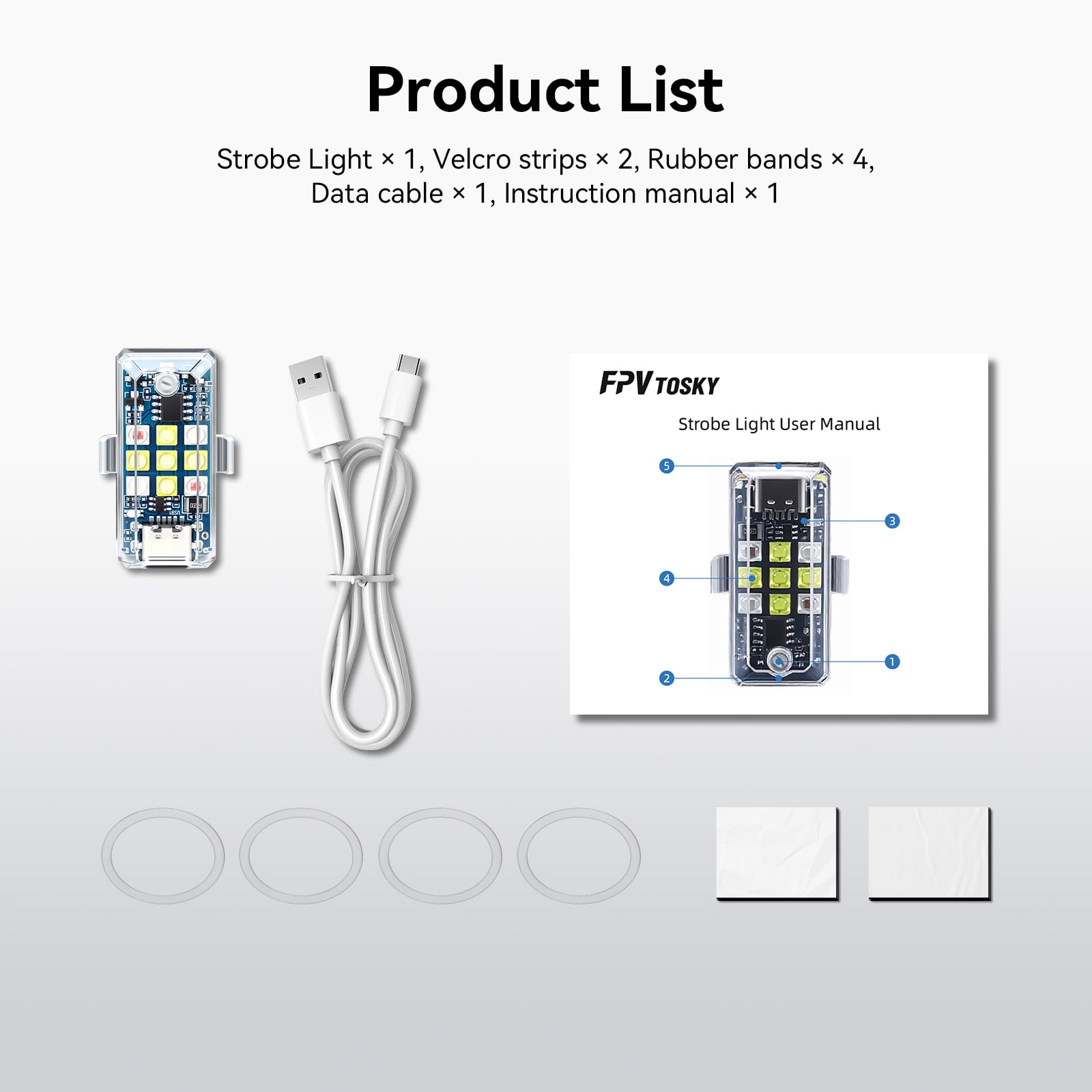 FPVtosky Drone Strobe Light: FAA Compliant Night Flying LED Light with 10 Modes, Compatible with DJI and More