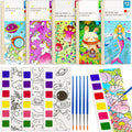 FQKIOMY 5-Pack Water Coloring Books for Kids Ages 3-8 - Mess-Free Watercolor Painting with Built-in Palette and Brush, Travel-Friendly Activity for Boys and Girls