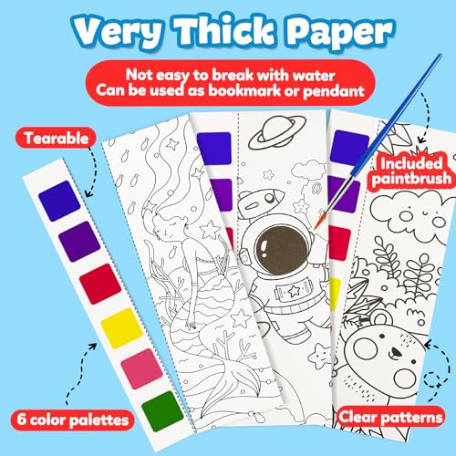 FQKIOMY 5-Pack Water Coloring Books for Kids Ages 3-8 - Mess-Free Watercolor Painting with Built-in Palette and Brush, Travel-Friendly Activity for Boys and Girls