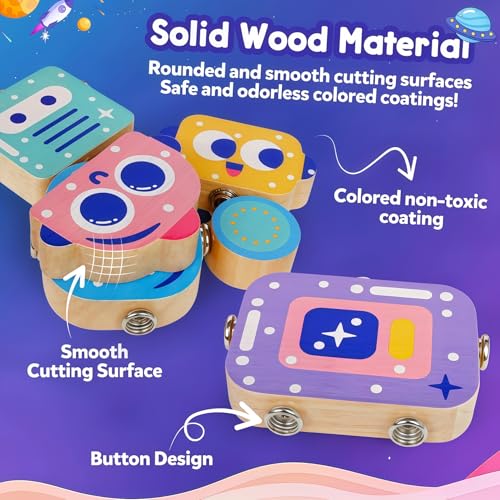 FQKIOMY Montessori Wooden Robot Toy – Snap-Together Building Set for Toddlers Ages 3-5