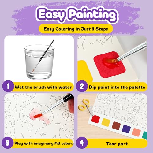 FQKIOMY Paint with Water Books for Kids Ages 3+ (3-Pack) – No-Mess Watercolor Painting for Toddlers, Travel-Friendly Arts & Crafts Activity