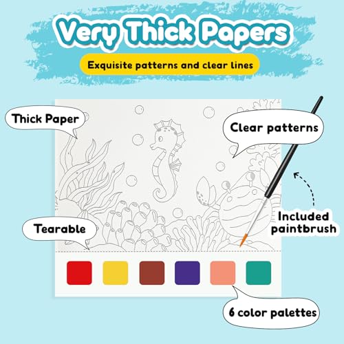 FQKIOMY Paint with Water Books for Kids Ages 3+ (3-Pack) – No-Mess Watercolor Painting for Toddlers, Travel-Friendly Arts & Crafts Activity