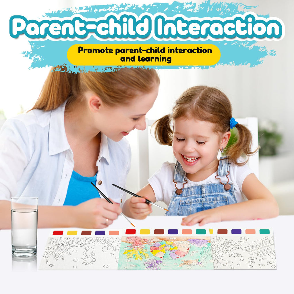 FQKIOMY Paint with Water Books for Kids Ages 3+ (3-Pack) – No-Mess Watercolor Painting for Toddlers, Travel-Friendly Arts & Crafts Activity