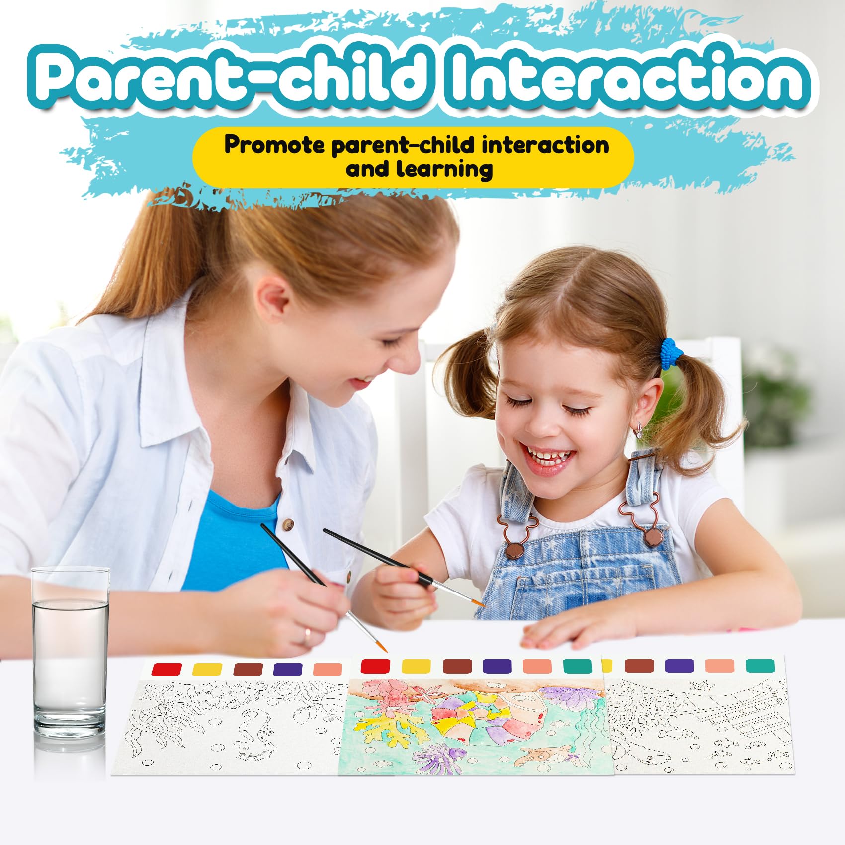 FQKIOMY Paint with Water Books for Kids Ages 3+ (3-Pack) – No-Mess Watercolor Painting for Toddlers, Travel-Friendly Arts & Crafts Activity
